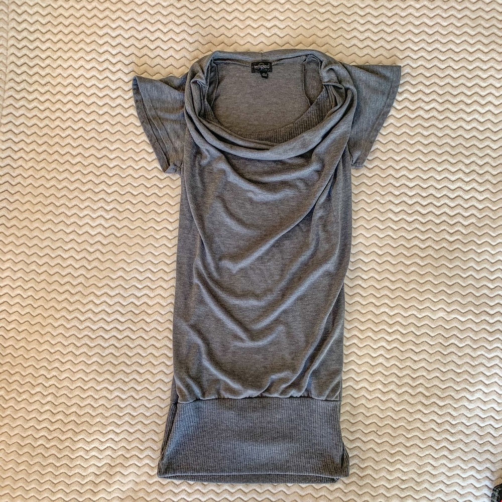 Tempted Short Sleeve Cowl Neck Dress Medium